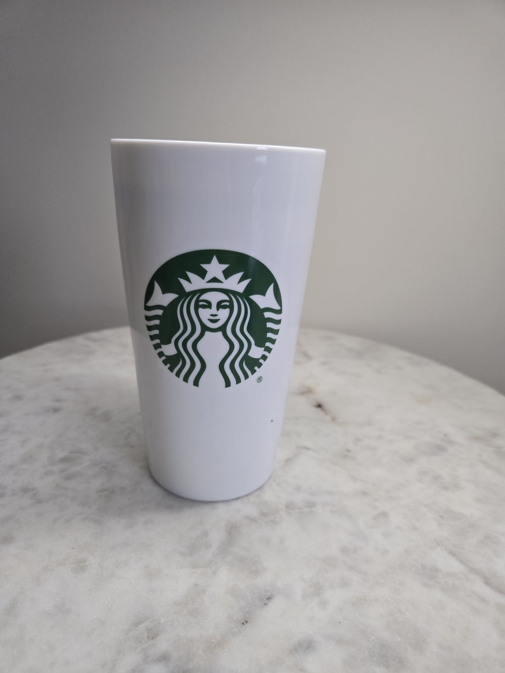 Starbucks White Ceramic Tumbler with Green Logo